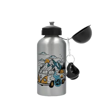 Life is a trip, Metallic water jug, Silver, aluminum 500ml