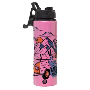 Life is a trip, Μεταλλικό παγούρι νερού με καπάκι ασφαλείας, αλουμινίου 850ml