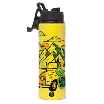 Life is a trip, Μεταλλικό παγούρι νερού με καπάκι ασφαλείας, αλουμινίου 850ml