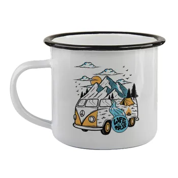 Life is a trip, Κούπα εμαγιέ με μαύρο χείλος 360ml