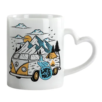 Life is a trip, Mug heart handle, ceramic, 330ml