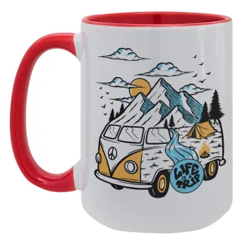 Life is a trip, Κούπα Mega 15oz, κεραμική Κόκκινη, 450ml