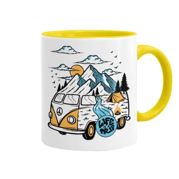 Life is a trip, Mug colored yellow, ceramic, 330ml