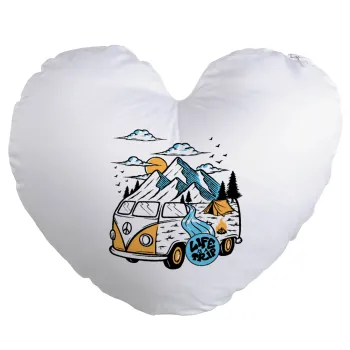 Life is a trip, Μαξιλάρι καναπέ καρδιά 40x40cm περιέχεται το  γέμισμα