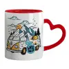 Mug heart red handle, ceramic, 330ml