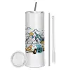 Tumbler stainless steel 600ml, with metal straw & cleaning brush