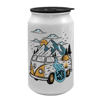 Life is a trip, Κούπα ταξιδιού μεταλλική με καπάκι (tin-can) 500ml