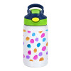 Watercolor dots, Παιδικό παγούρι θερμό, ανοξείδωτο, με καλαμάκι ασφαλείας, πράσινο/μπλε (350ml)