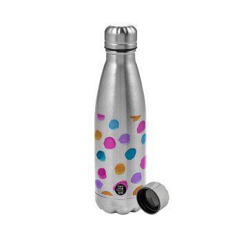 Watercolor dots, Metallic water bottle, stainless steel, 750ml