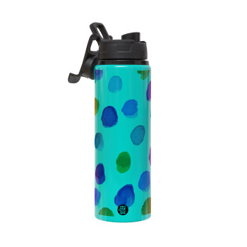 Watercolor dots, Metallic water bottle with safety lid, 850ml aluminum
