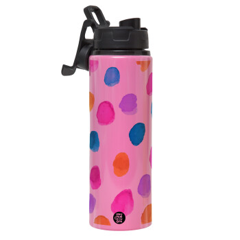 Watercolor dots, Metallic water bottle with safety lid, 850ml aluminum