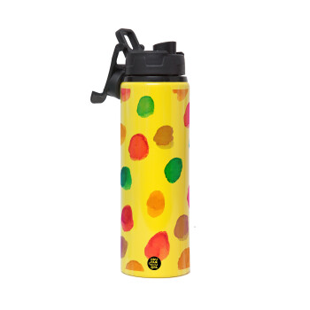 Watercolor dots, Metallic water bottle with safety lid, 850ml aluminum