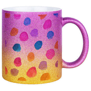 Watercolor dots, Κούπα Χρυσή/Ροζ Glitter, κεραμική, 330ml