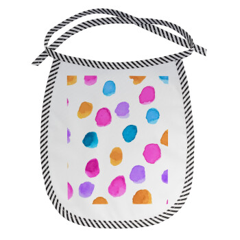 Watercolor dots, Σαλιάρα μωρού αλέκιαστη με κορδόνι Μαύρη