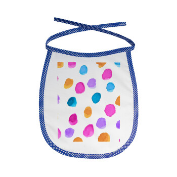 Watercolor dots, Σαλιάρα μωρού αλέκιαστη με κορδόνι Μπλε