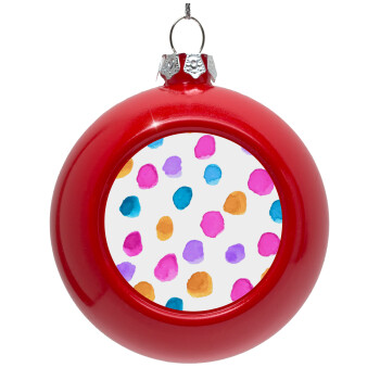 Watercolor dots, Red Christmas tree ornament bauble 8cm