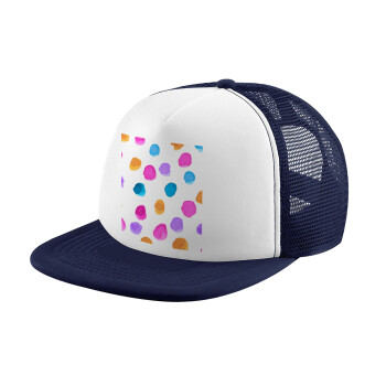Watercolor dots, Καπέλο Soft Trucker με Δίχτυ Dark Blue/White 
