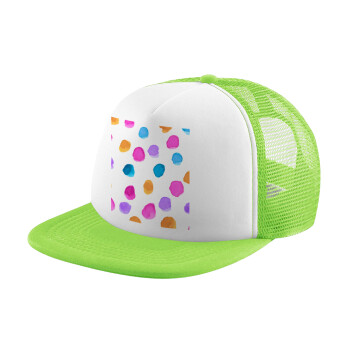 Watercolor dots, Καπέλο παιδικό Soft Trucker με Δίχτυ Πράσινο/Λευκό