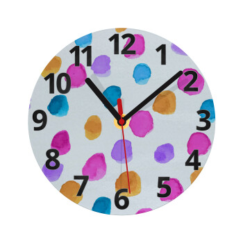 Watercolor dots, Ρολόι τοίχου γυάλινο (20cm)