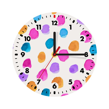 Watercolor dots, Wooden wall clock (20cm)
