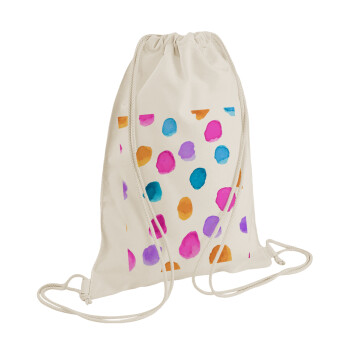 Watercolor dots, Backpack bag GYMBAG natural (28x40cm)