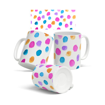 Watercolor dots, Ceramic coffee mug, 330ml (1pcs)