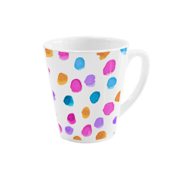Watercolor dots, Κούπα κωνική Latte Λευκή, κεραμική, 300ml