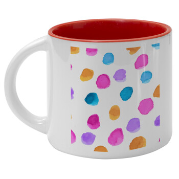 Watercolor dots, Κούπα κεραμική 400ml Λευκή/Κόκκινη