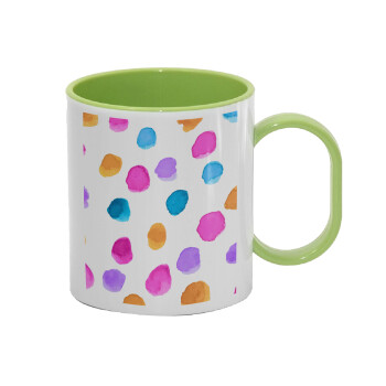 Watercolor dots, Κούπα (πλαστική) (BPA-FREE) Polymer Πράσινη για παιδιά, 330ml
