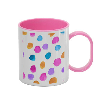 Watercolor dots, Κούπα (πλαστική) (BPA-FREE) Polymer Ροζ για παιδιά, 330ml