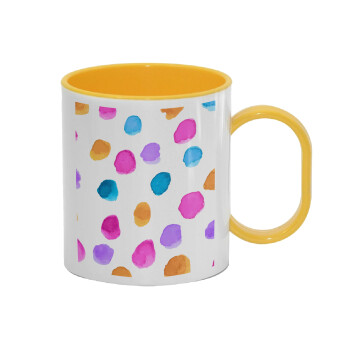 Watercolor dots, Κούπα (πλαστική) (BPA-FREE) Polymer Κίτρινη για παιδιά, 330ml