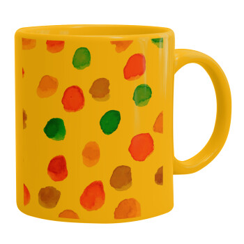 Watercolor dots, Κούπα, κεραμική κίτρινη, 330ml (1 τεμάχιο)