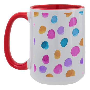 Watercolor dots, Κούπα Mega 15oz, κεραμική Κόκκινη, 450ml