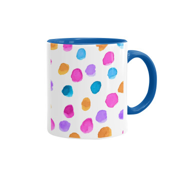 Watercolor dots, Mug colored blue, ceramic, 330ml