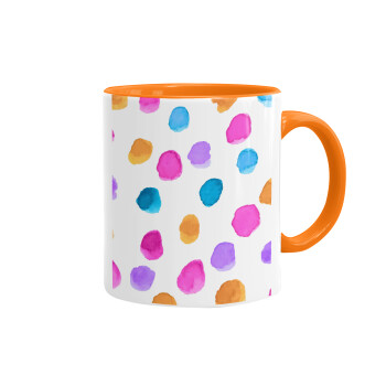 Watercolor dots, Κούπα χρωματιστή πορτοκαλί, κεραμική, 330ml