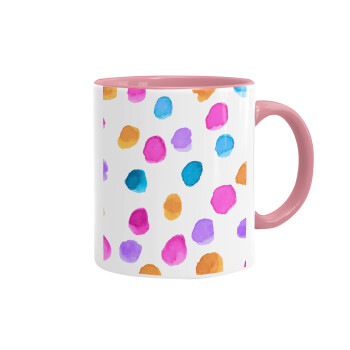 Watercolor dots, Κούπα χρωματιστή ροζ, κεραμική, 330ml