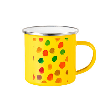 Watercolor dots, Κούπα Μεταλλική εμαγιέ Κίτρινη 360ml