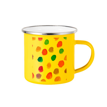 Watercolor dots, Yellow Enamel Metallic Cup 360ml