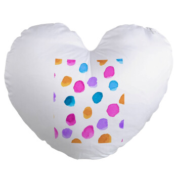 Watercolor dots, Μαξιλάρι καναπέ καρδιά 40x40cm περιέχεται το  γέμισμα
