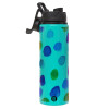 Metallic water bottle with safety lid, 850ml aluminum