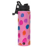 Metallic water bottle with safety lid, 850ml aluminum