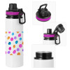 Metallic water bottle with safety lid, 850ml aluminum