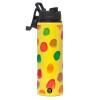 Metallic water bottle with safety lid, 850ml aluminum