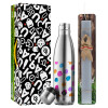 Easter Set, metallic stainless thermos flask (500ml) & scented flat Easter candle (30cm) (GRAY)