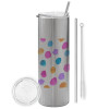 Tumbler stainless steel Silver 600ml, with metal straw & cleaning brush