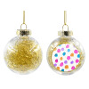 Transparent Christmas tree ball ornament with gold filling 8cm