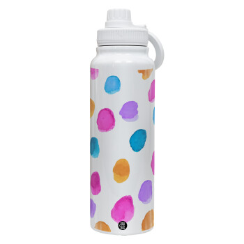 Watercolor dots, Θερμός 1L Ανοξείδωτο με Βάση Κινητού & Διπλά Τοιχώματα