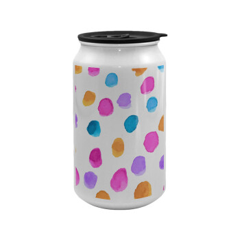 Watercolor dots, Κούπα ταξιδιού μεταλλική με καπάκι (tin-can) 500ml
