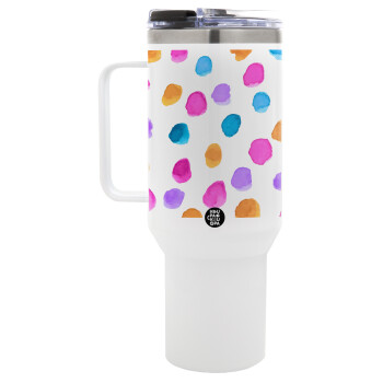 Watercolor dots, Mega Stainless steel Tumbler with lid, double wall 1,2L