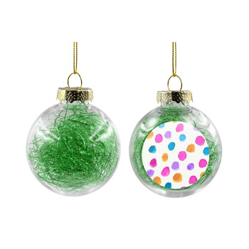 Watercolor dots, Χριστουγεννιάτικη μπάλα δένδρου διάφανη με πράσινο γέμισμα 8cm